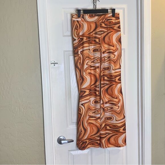 Nasty Gal Recycled Marble Print Flare Pants Size 10 - Picture 12 of 12